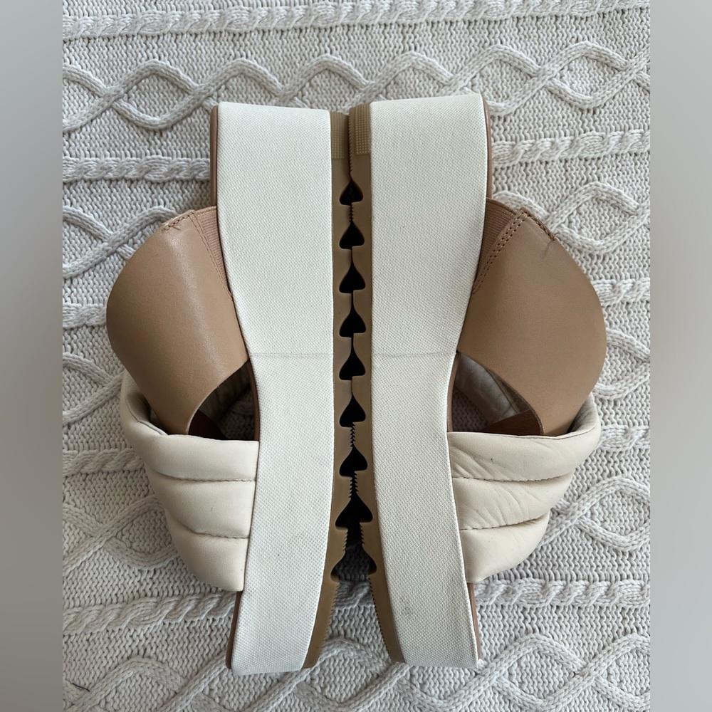 SOREL Cameron Platform Women’s Cream and Tan Sandal Slip On Size 9.5 - Picture 8 of 12